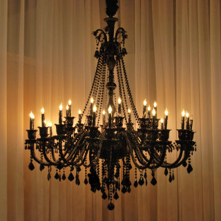 Chandelier candles lit curtains drapes - free light wallpaper for tablet