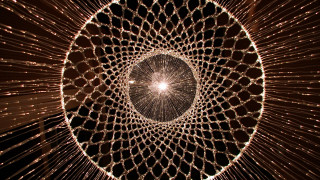 Circular lights star dark sky - kinetic pointillism free wallpaper