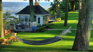 Hammock yard house water gazebo - peaceful free wallpaper
