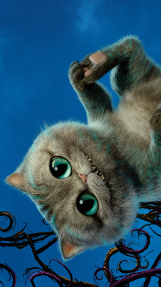 Black cat green eyes upside - down free wallpaper for mobile