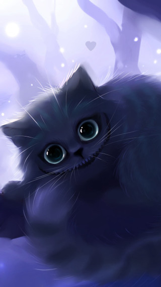 Black cat creepy face tree - a black cat free wallpaper for mobile