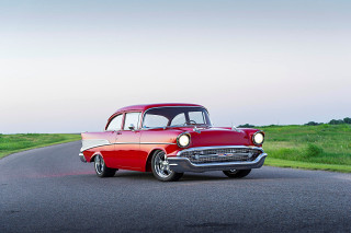 Red white car driving green 2 - clean line free wallpaper