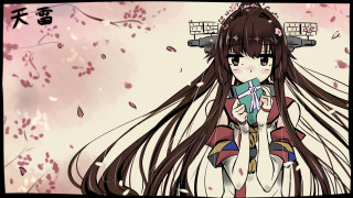 Woman long hair sword pink - cherry blossom free wallpaper