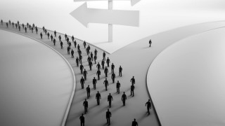 People hiking hill sign sky - opposite direction free wallpaper