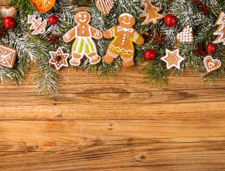 Christmas cookies pine ornaments holiday - a wooden table free wallpaper