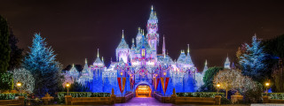 Castle night christmas lights trees - christmas free wallpaper