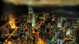 City night lights clouds sky - free city wallpaper