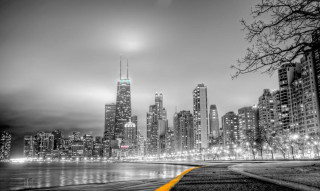 City night black white yellow - the city free wallpaper