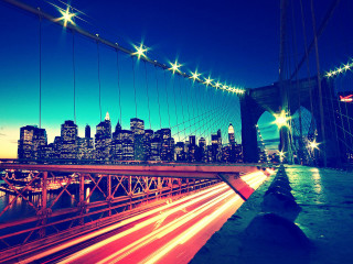 City skyline bridge night lights 10 - a bridge free wallpaper