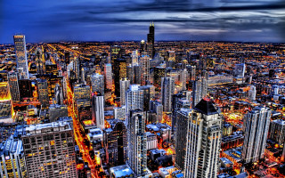 Cityscape tall buildings night cloudy - a cityscape free wallpaper