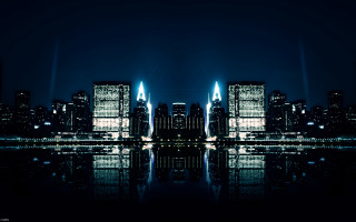 City skyline reflection water night 7 - a reflection free wallpaper for desktop