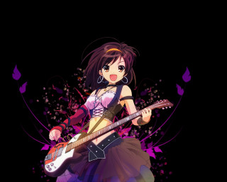 Girl guitar dress playing purple - purple flower free wallpaper for desktop