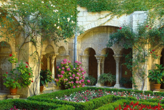 Courtyard flower garden circular plants - a courtyard free wallpaper
