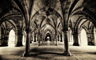 Black white building arches pillars - david begbie free wallpaper
