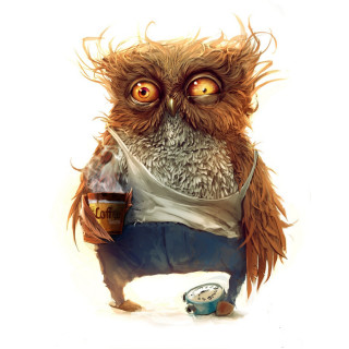 Owl coffee clock wide open - open free wallpaper for tablet
