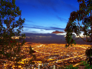 City night hilltop view lights - a view of the city free wallpaper
