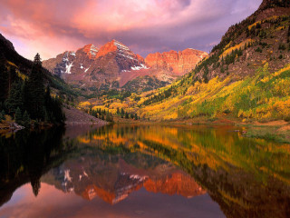 Mountain range lake forest trees - bob ross free wallpaper