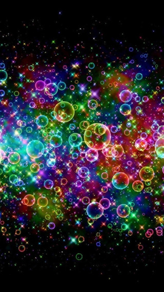 Bubbles floating black background colorful - particle free wallpaper for mobile
