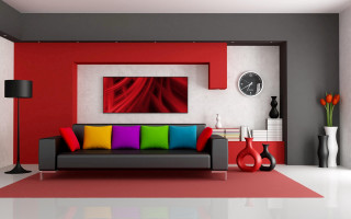 Living room couch clock red - a red wall free wallpaper
