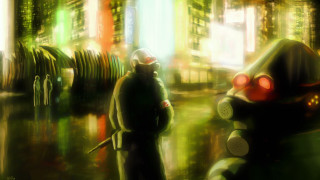 Man city street fire hydrant - dystopian art free wallpaper