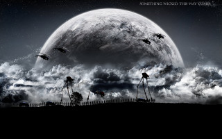 Birds flying moon clouds fence - a group of birds free wallpaper