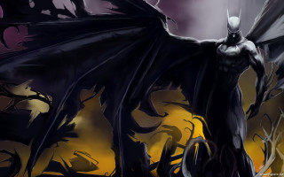 Batman yellow background bats flying - bat free wallpaper