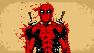 Deadpool swords blood splatters yellow - a deadpool character free wallpaper