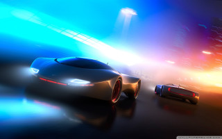 Car driving street neon lights - a neon light behind free wallpaper