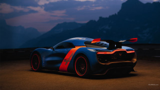 Blue orange sports car mountains 2 - sports car free wallpaper