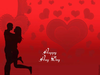 Couple hugging red background hearts - a couple free wallpaper