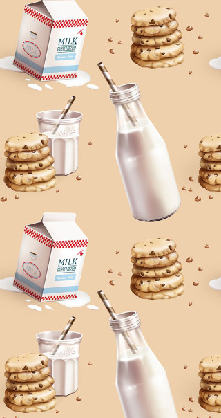 Cookies milk pattern tablecloth background - a cookie free wallpaper