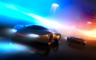 Futuristic car street background bright 2 - cgstudio free wallpaper