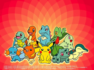 Pokemon starters red background checkered - a red background behind them free wallpaper