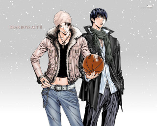 Two men basketball winter clothes - a basketball ball free wallpaper
