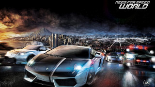 Cars driving street city night - a group of cars free wallpaper