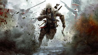 Man hooded outfit running field - two sword free wallpaper
