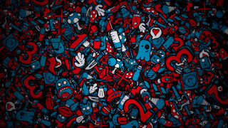 Colorful red blue objects black - craola free wallpaper