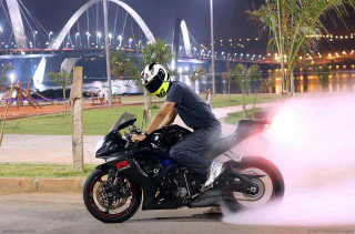 Man motorcycle night street bridge - americo makk free wallpaper for desktop