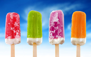 Four popsicles colored toppings blue 2 - a stick in front free wallpaper