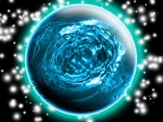 Blue white sphere glowing hologram - white star free wallpaper for desktop