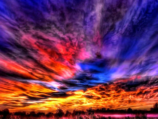 Colorful sunset clouds trees background - cloud and trees free wallpaper