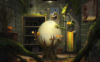 Cartoon character giant egg clock - alejandro burdisio free wallpaper