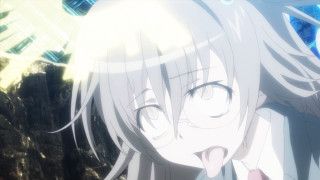 White haired girl glasses tongue - her mouth open free wallpaper