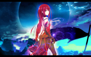 Girl red hair blue sky - long red hair free wallpaper