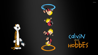 Cat monkey playing hoop ring - bill watterson free wallpaper