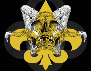 Skull crown fleur de lis - a yellow star free wallpaper