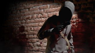 Hooded jacket gun brick wall - jacket holding free wallpaper