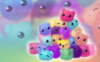 Stuffed animals rainbow background bubbles - stuffed animal free wallpaper