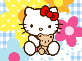 Hello kitty teddy bear checkered - a teddy bear free wallpaper