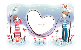 Couple snow heart frame together - anthony devas free wallpaper